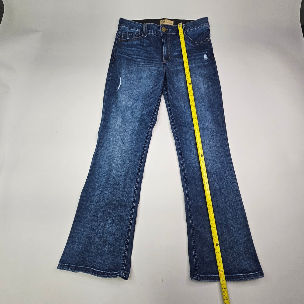 Democracy Jeans Women 12 Blue Ab Technology Bootcut Dark Wash Distressed - Picture 5 of 10